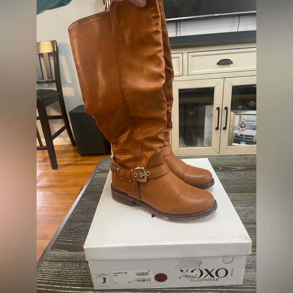 Tan long boots